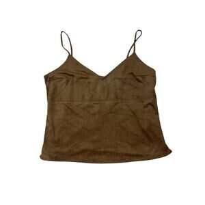 Abercrombie & Fitch Faux Suede Cropped Tank Top Women's Small Brown Sleeveless